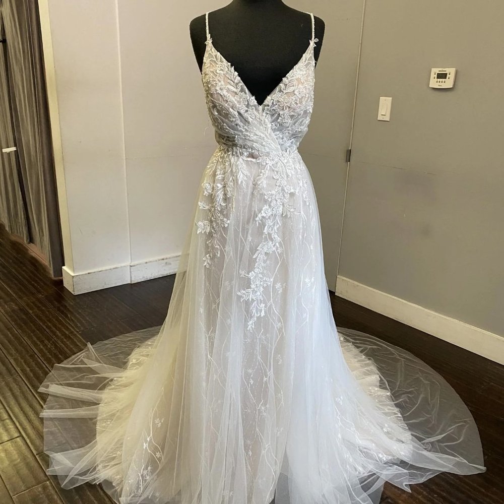 Pronovias Hyperion Dress - White w/ Crystal Belt
